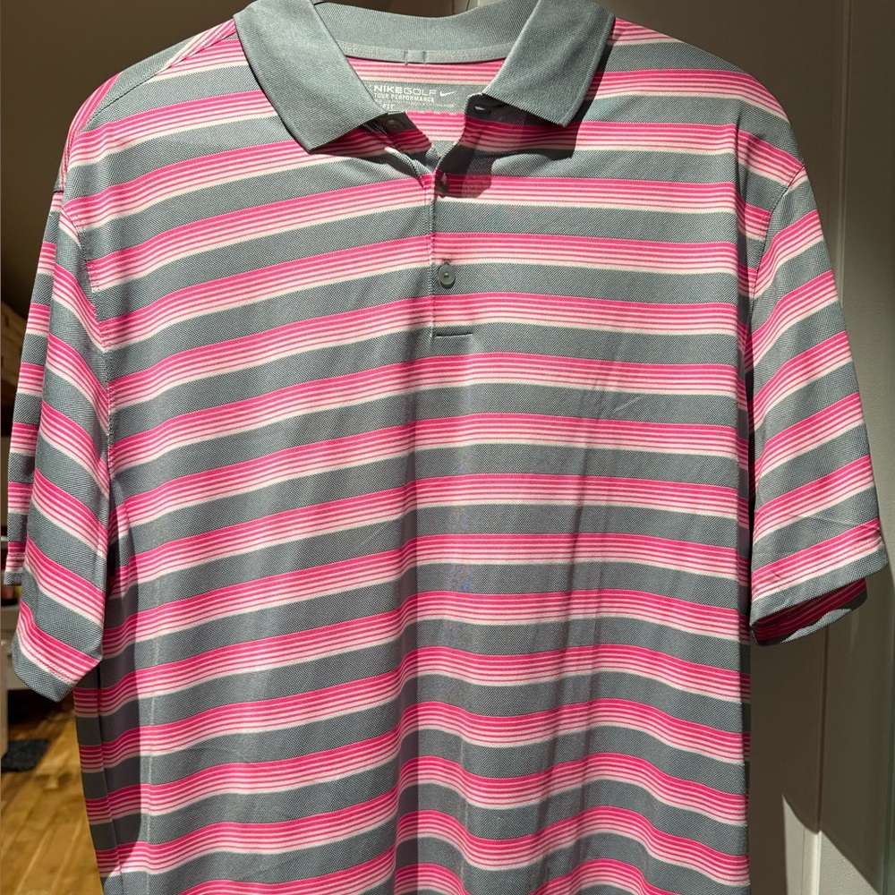 Nike Golf Pink and Gray Performance Polo